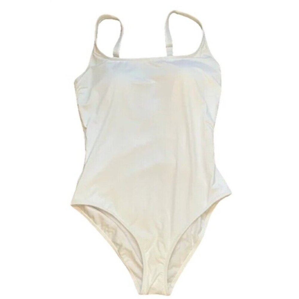 NWOT Calme SM 1 Pc Maillot Tank Swimsuit White 118459